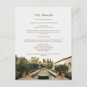 Mediterranean Citrus Garden Villa Wedding Details Enclosure Card