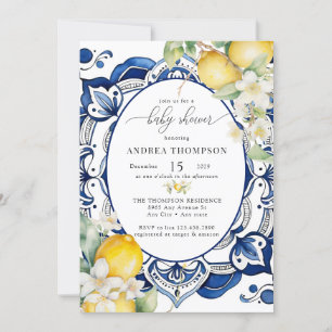 Mediterranean Citrus Lemon Baby Shower Invitat Invitation