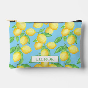 Mediterranean Citrus Lemon Pattern Accessory Pouch