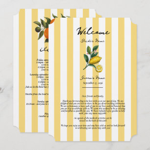 Mediterranean Citrus Lemon Wedding Itinerary Program