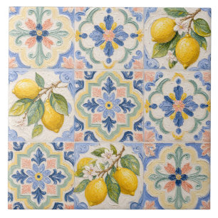  Mediterranean Citrus Majolica Tile Pattern 