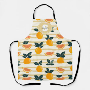 Mediterranean Citrus & Pink Grapefruit Stripes Apron