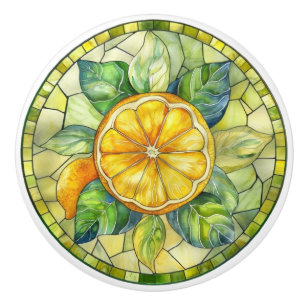 Mediterranean Citrus Stained Glass Ceramic Knob