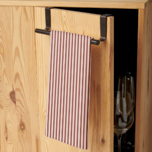 Mediterranean Classic Ticking Stripe Burnt Rust Kitchen Towel
