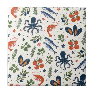 Mediterranean, Coastal Blue Wall Decor, European Tile