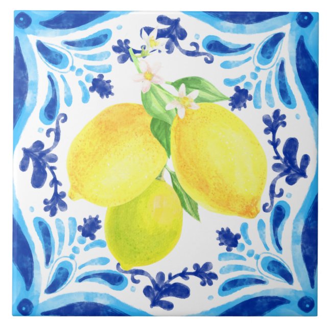 Mediterranean Coastal Style Lemon Tile (Front)