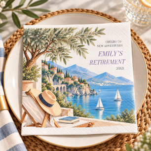 Mediterranean Coastal Travel Retirement Party Napkin
