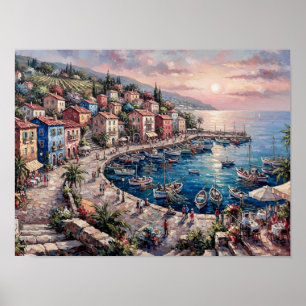 Mediterranean Coastal Village Poster