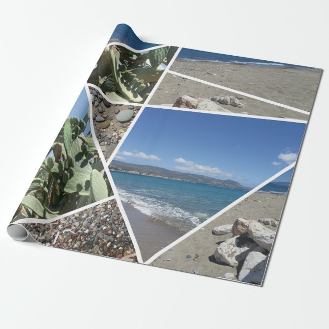 Mediterranean Collage Design Wrapping Paper (Unrolled)