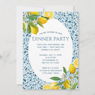  Mediterranean Dinner Party Blue Mosaic Tile Save The Date