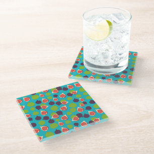 Mediterranean Fig Summer Fruit Pattern Glass Coaster