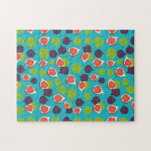Mediterranean Fig Summer Fruit Pattern Jigsaw Puzzle