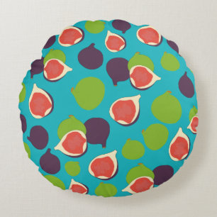 Mediterranean Fig Summer Fruit Pattern   Round Pillow