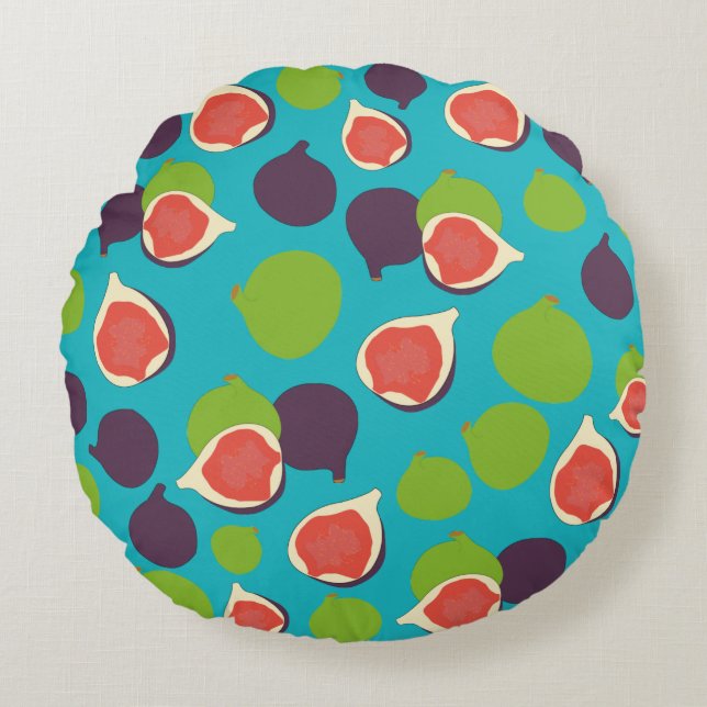 Mediterranean Fig Summer Fruit Pattern   Round Pillow (Front)