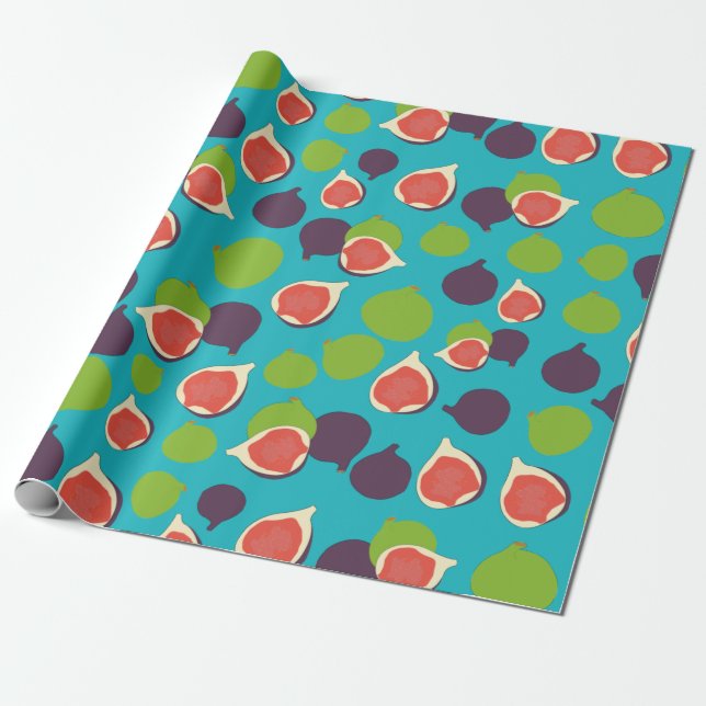 Mediterranean Fig Summer Fruit Pattern   Wrapping Paper (Unrolled)