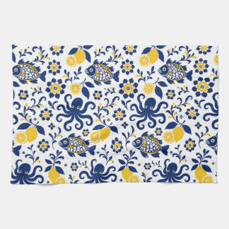 Mediterranean Fish & Lemon Kitchen Towels 