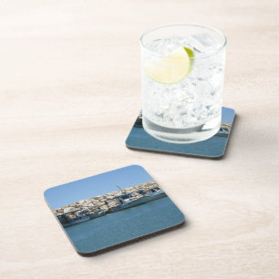 Mediterranean Fishing Boats in Blue Sea Design Coaster