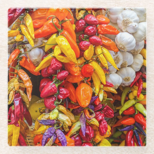 Mediterranean flavours glass coaster (Front)