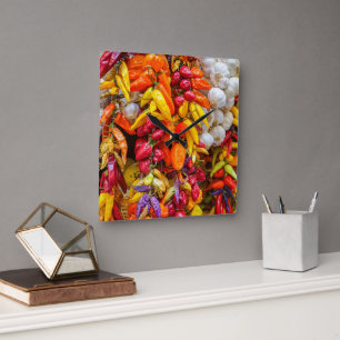 Mediterranean flavours square wall clock