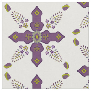 Mediterranean Floral Cross Russian Onion Dome Fabric