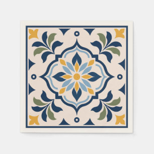 Mediterranean Floral Paper Napkin Pattern
