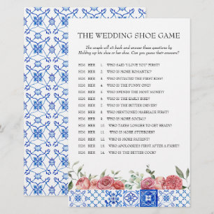 Mediterranean Floral Pink Bridal Shower Game Stationery