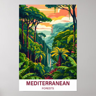 Mediterranean Forest Illustration Travel Poster