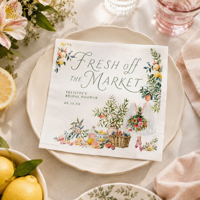 Mediterranean Fresh Off the Market Bridal Shower Napkin (Creator Uploaded)