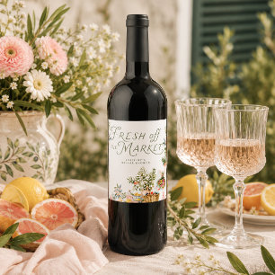 Mediterranean Fresh Off the Market Bridal Shower Wine Label