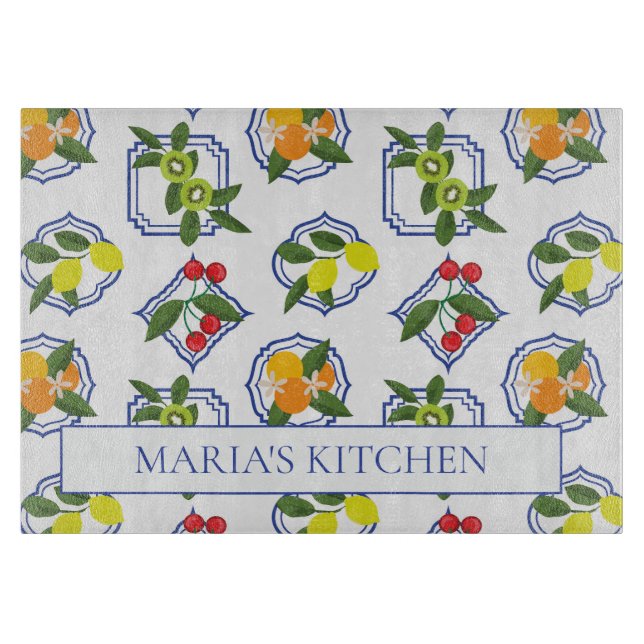 Mediterranean Fruit Pattern Kitchen Cutting Board (Front)