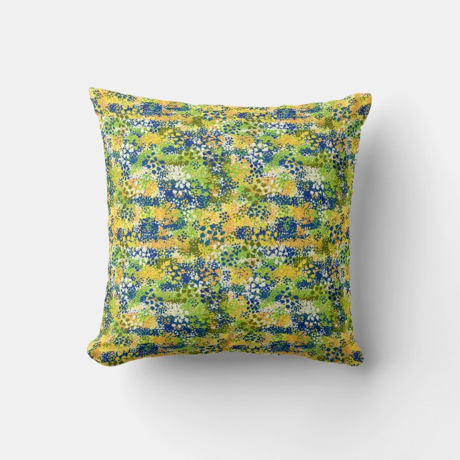 Mediterranean Garden Abstract Artistic Designer Throw Pillow (Front)