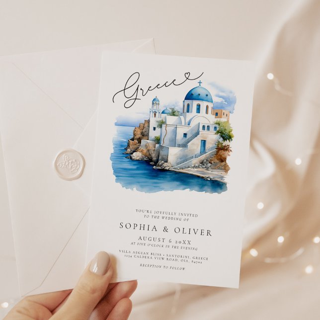 Mediterranean Greece Destination Wedding Invitation (Creator Uploaded)