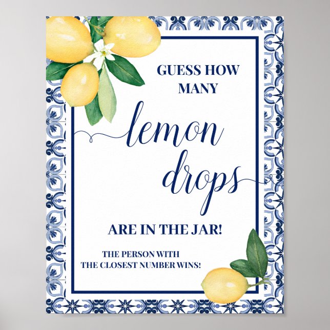 Mediterranean Guess How Many Lemon Drops Game Poster (Front)