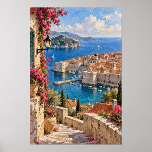 Mediterranean Harbour Old Town Coastal Wall Art