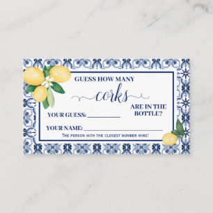 Mediterranean How Many Corks Shower Game Card