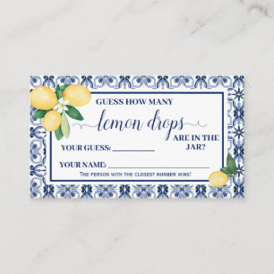 Mediterranean How Many Lemon Drop Shower Game card