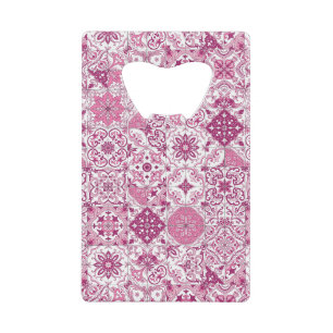 Mediterranean hues/ Azulejo tiles Credit Card Bottle Opener