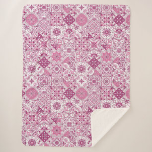 Mediterranean hues/ Azulejo tiles Sherpa Blanket