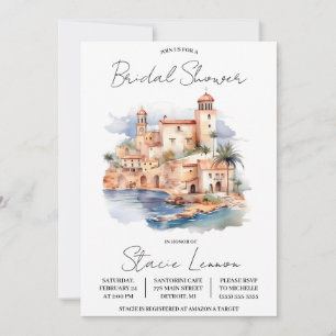 Mediterranean Island, Travel Themed Bridal Shower Invitation