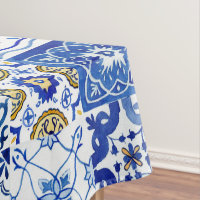 Mediterranean Italian Blue, White & Yellow Pattern