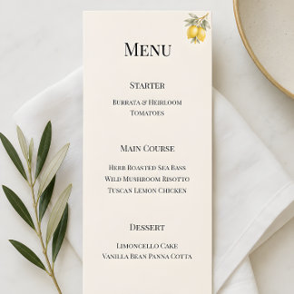 Mediterranean Italian Coastal Luxury Menu