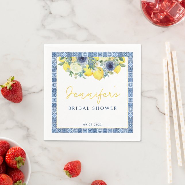 Mediterranean Italian lemon bridal shower paper Napkin (Insitu)