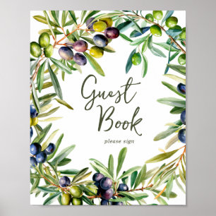 Mediterranean Italian Olive Branch Guest Book Sign