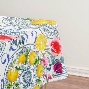 Mediterranean,Italian style,citrus,lemons,majolica Tablecloth