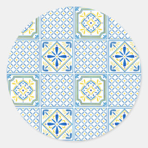 Mediterranean Italian Tile Decorative Pattern Classic Round Sticker