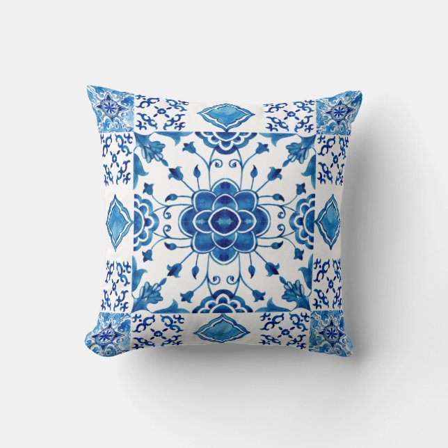 Mediterranean Italian tile design seamless Throw Pillow (Front)