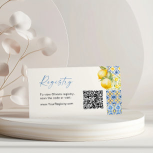 Mediterranean Italian Tiles QR Code Registry Enclosure Card