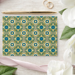 Mediterranean Italy Blue Tiles Bridal Shower  Envelope