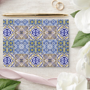 Mediterranean Italy Blue Tiles Bridal Shower  Envelope