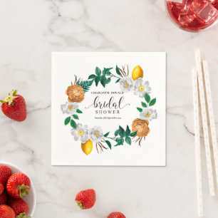 Mediterranean Italy Blue Tiles Bridal Shower  Napkin